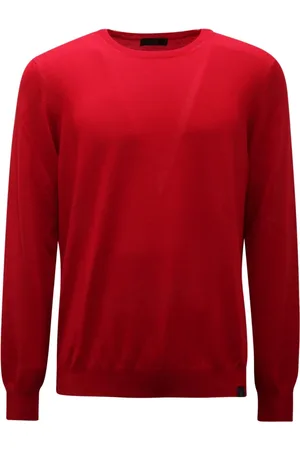 FAY Swetry, Mężczyzna, Czerwony, L, Sweter z wełny Made in Italy