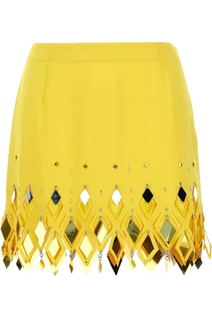 Paco rabanne Spódnice, Kobieta, Żółty, S, Żółta Mini Spódnica z Nitami