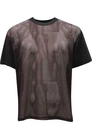 Neil Barrett Koszulki, Mężczyzna, Czarny, M, Fairisle Thunderbolt Mesh T-Shirt