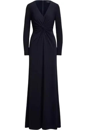 Ralph Lauren Sukienki, Kobieta, Niebieski, M, Granatowa Dopasowana Sukienka Maxi