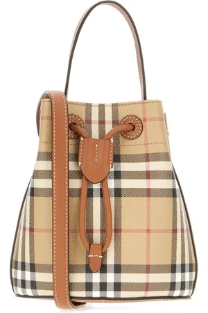 Burberry Torebki, Kobieta, Beżowy, ONE SIZE, Bawełna, Check Mini Bucket Bag