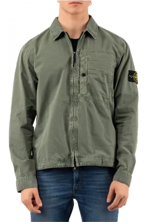 Stone Island Kurtki, Mężczyzna, Zielony, L, Stylowa Overshirt dla Mężczyzn