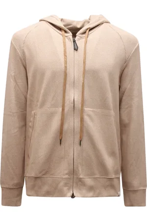 Paolo Pecora Bluzy, Mężczyzna, Beżowy, L, Bluza z zamkiem, Made in Italy