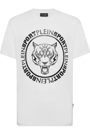Philipp Plein Koszulki, Mężczyzna, Biały, M, Biały T-shirt Carbon Tiger