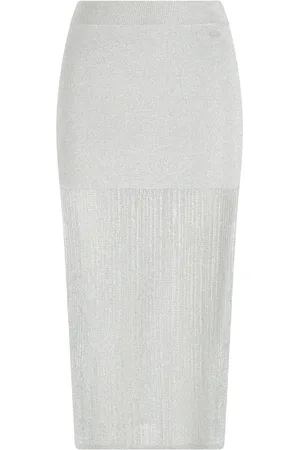 Armani Exchange Spódnice, Kobieta, Szary, S, Srebrna Spódnica Lurex