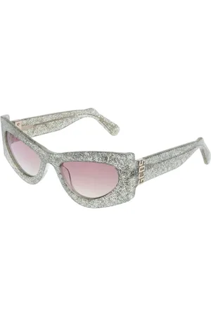 GCDS Akcesoria, unisex, Szary, ONE SIZE, Srebrne Okulary Przeciwsłoneczne Cat Eye z Lustrzanymi Szkłami