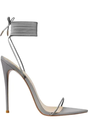 Femme LA Buty, Kobieta, Szary, 36 EU, Kamienne Minimalne Sandały na Szpilce z Wiązaniem