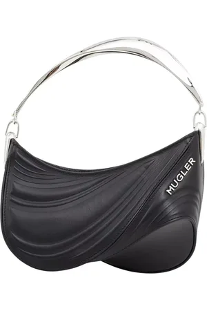 MUGLER Torebki, Kobieta, Czarny, ONE SIZE, Skóra, Mini torebka z tłoczonej skóry ze spiralnym wzorem