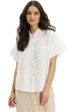 In Front Bluzki, Kobieta, Biały, 2XL, Kobiecy Biały Paskowany Top