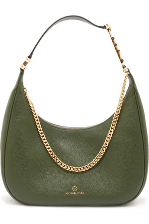 Michael Kors Torebki, Kobieta, Zielony, ONE SIZE, Zielona skórzana torba hobo na ramię