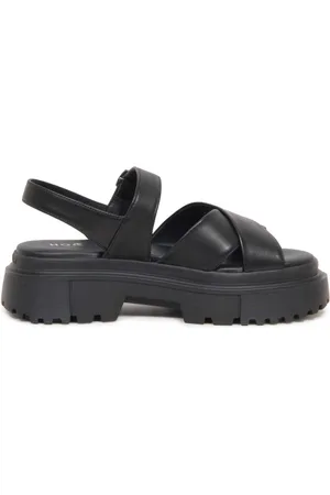 Hogan Buty, Kobieta, Czarny, 38 EU, Czarna skórzana sandałka z Włoch