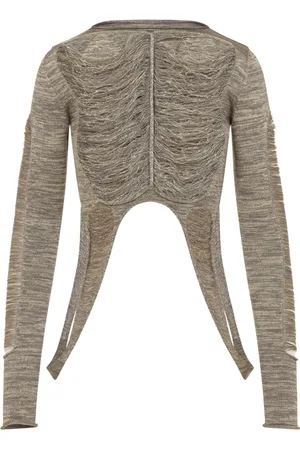 Rick Owens Koszulki, Kobieta, Szary, S, Metaliczny Top Odzieżowy Wełniany Stylowy Design