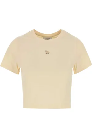 Maison Kitsuné Koszulki, Kobieta, Żółty, S, Pastelowy Różowy Bawełniany T-shirt
