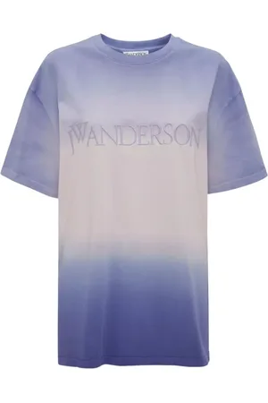 J.W.Anderson Koszulki, Kobieta, Fioletowy, M, Bawełna, T-shirt z Logo z Efektem Ombre