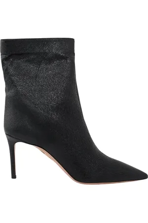 Aquazzura Buty, Kobieta, Czarny, 39 1/2 EU, Czarne skórzane botki Matignon 75