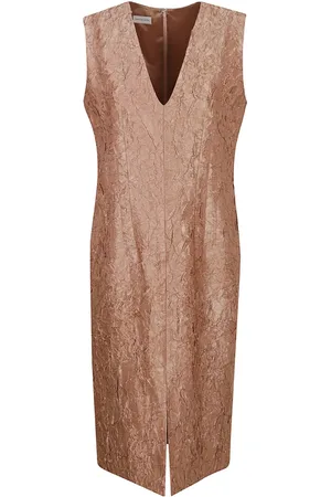 DRIES VAN NOTEN Sukienki, Kobieta, brązowy, L, Bawełna, Elegancka Sukienka w Kolorze Nude dla Kobiet