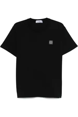 Stone Island Koszulki, Mężczyzna, Czarny, L, Bawełna, Koszulka z krótkim rękawem i naszywką Compass
