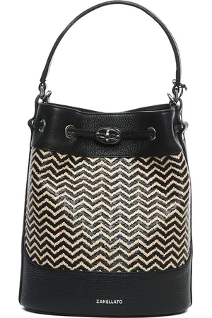 Zanellato Torebki, Kobieta, Czarny, ONE SIZE, Czarna torba na ramię w stylu Zig Zag