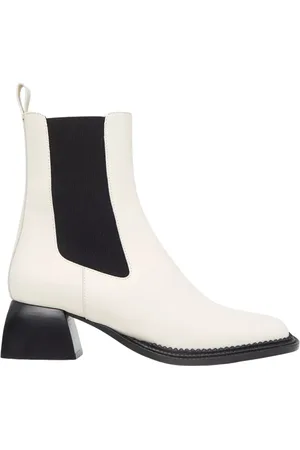NODALETO Buty, Kobieta, Biały, 37 1/2 EU, Białe botki z kwadratowymi noskami