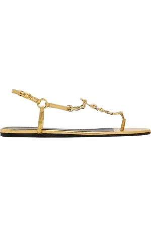 Maison Skorpios Buty, Kobieta, Żółty, 37 EU, Ręcznie Robione Złote Skórzane Sandały Bianca