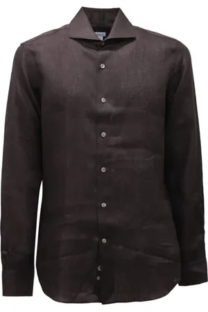 Orian Koszule, Mężczyzna, Czarny, M, 4837At Slim FIT koszula lniana