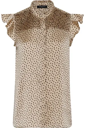 Bruuns Bazaar Bluzki, Kobieta, Beżowy, S, Acaciabbnicole Shirt Oxford Tan Dot Print
