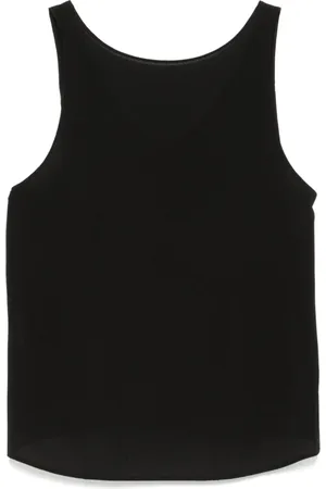 Emporio Armani Koszulki, Kobieta, Czarny, XS, Czarny Top z Dekoltem w Serek i Bez Rękawów