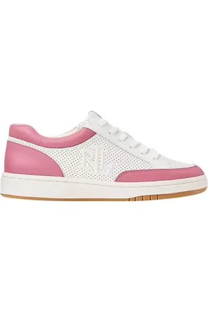 Ralph Lauren Buty, Kobieta, Biały, 37 1/2 EU, Biało - różowe sneakersy Hailey VI