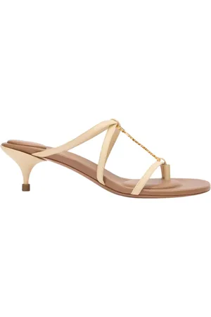 Jacquemus Buty, Kobieta, Beżowy, 38 EU, Skóra, Pralu Basses Heeled Mules