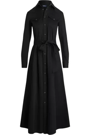 Ralph Lauren Sukienki, Kobieta, Czarny, M, Bawełna, Czarna Sukienka Koszulowa