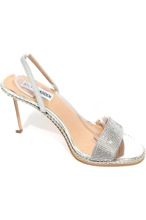 Steve Madden Buty, Kobieta, Szary, 37 EU, Jannis Srebrny Sandał z Multi-Strass