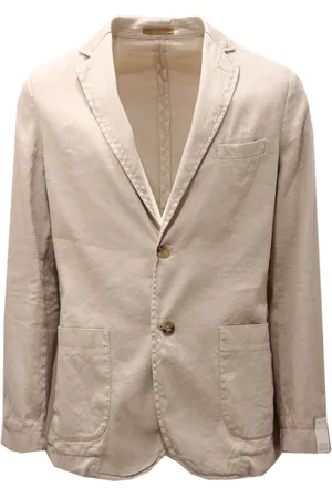 CRUNA Kurtki, Mężczyzna, Beżowy, M, Kurtka w stylu vintage z lnu/bawełny