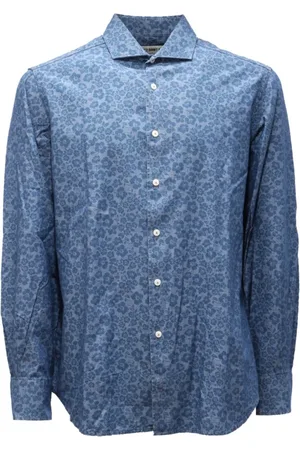 MC2 SAINT BARTH Koszule, Mężczyzna, Niebieski, L, Denim, Niebieska Koszula Monoflower Model
