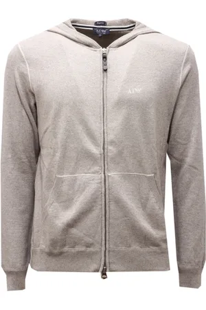 Emporio Armani Bluzy, Mężczyzna, Szary, S, Jasnoszary Sweter z Bawełny/Wełny