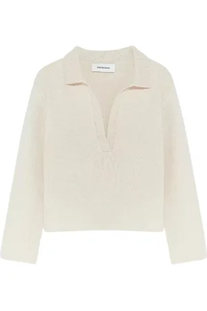 YVES SALOMON Swetry, Kobieta, Biały, M, Kaszmir, Elegancki Kremowy Sweter V-Neck