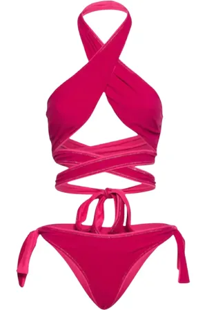 Reina Olga Stroje kąpielowe, Kobieta, Różowy, L, Komplet Bikini Halter Fuchsia