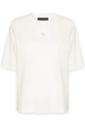Elena Miro Koszulki, Kobieta, Biały, XS, T-shirt z małą ćmą ze strasem