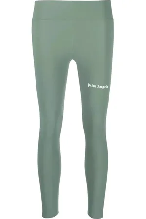 Palm Angels Spodnie, Kobieta, Zielony, S, Poliester, Zielone legginsy z bocznymi paskami