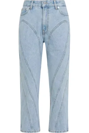 MUGLER Jeansy, Kobieta, Niebieski, S, Bawełna, Jasnoniebieskie jeansy ze szwami