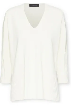 Elena Miro Swetry, Kobieta, Biały, 2XL, Sweter, dół z ściągaczem
