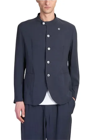 Emporio Armani Kurtki, Mężczyzna, Niebieski, L, Niebieska Kurtka z Guzikami