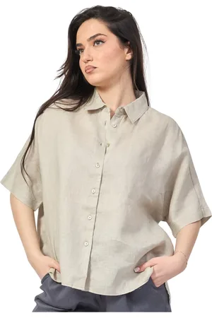 ECOALF Bluzki, Kobieta, Szary, XS, Szara Koszula lniana Model Melania