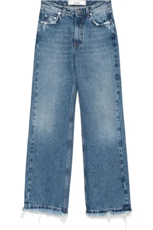 Séfr Jeansy, Kobieta, Niebieski, W26, Denim, Indigo Klasyczne Jeansyy z Pięcioma Kieszeniami