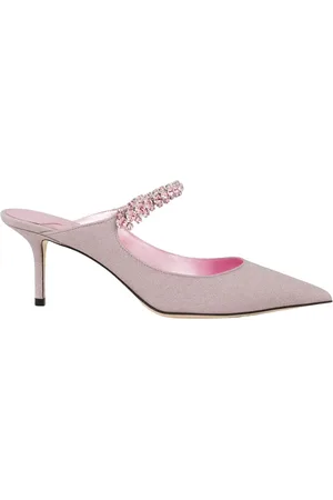Jimmy Choo Buty, Kobieta, Różowy, 37 EU, Różowe mule z kryształkami na obcasie
