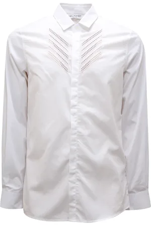 Neil Barrett Koszule, Mężczyzna, Biały, M, Slim Fit Koszula z Haftem Angielskim