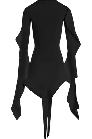 MUGLER Sukienki, Kobieta, Czarny, S, Asymetryczna sukienka mini z falbanami