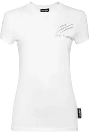 Philipp Plein Koszulki, Kobieta, Biały, L, Biały T-shirt z Okrągłym Dekoltem z Bawełny