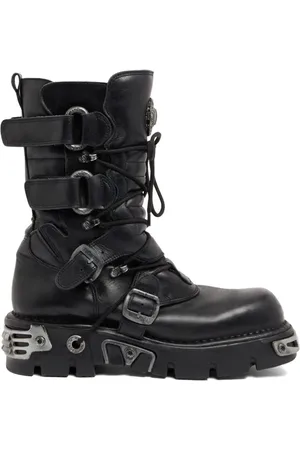 Paco rabanne Buty, Kobieta, Czarny, 36 EU, Czarne Skórzane Buty na Grubej Podeszwie