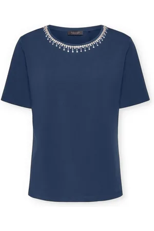 Elena Miro Koszulki, Kobieta, Niebieski, M, T-shirt z haftem