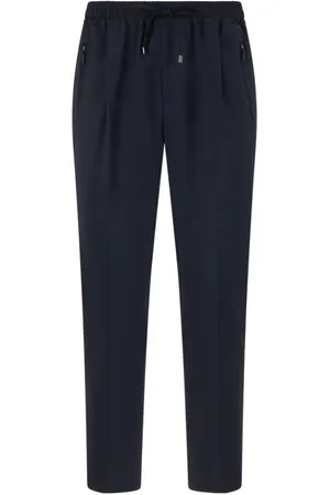 Boglioli Spodnie, Mężczyzna, Niebieski, XL, Stretch Wool Canva jog Trousers